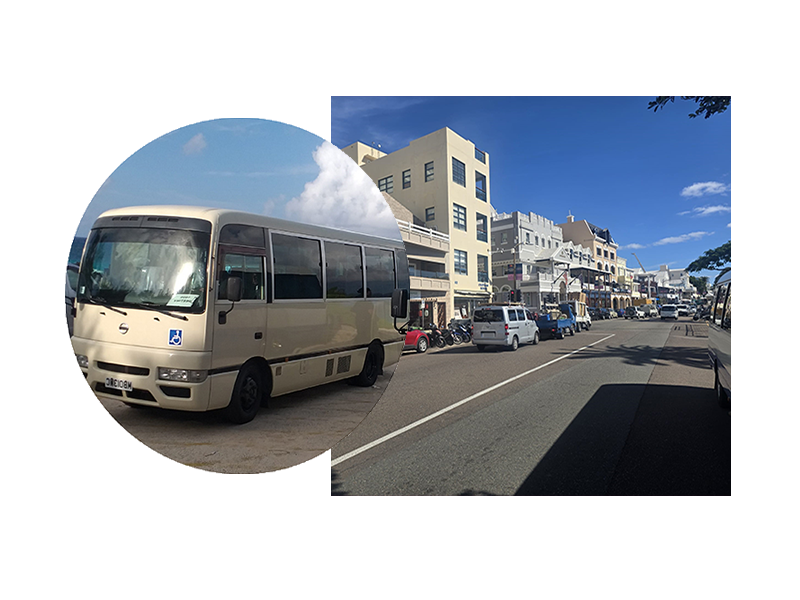 Photo of a minibus and Hamilton, Bermuda Photo of a minibus and Hamilton, Bermuda