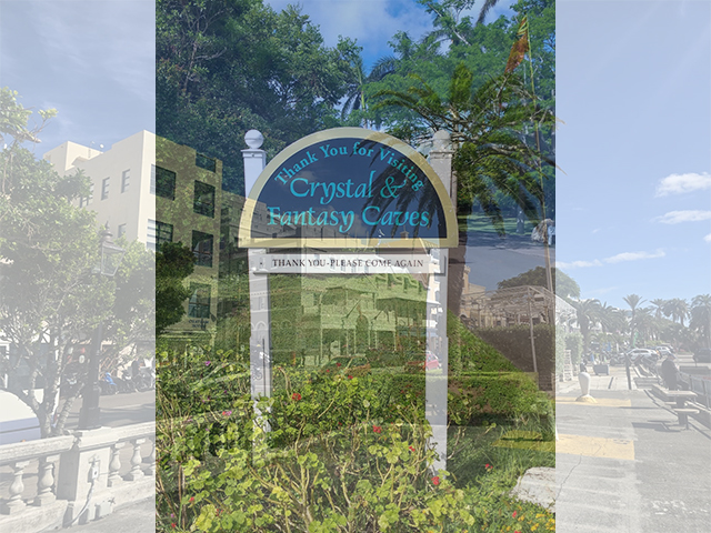 Photo of Crystal & Fantasy Caves with Hamilton, Bermuda faded in the background Photo of Crystal & Fantasy Caves with Hamilton, Bermuda faded in the background